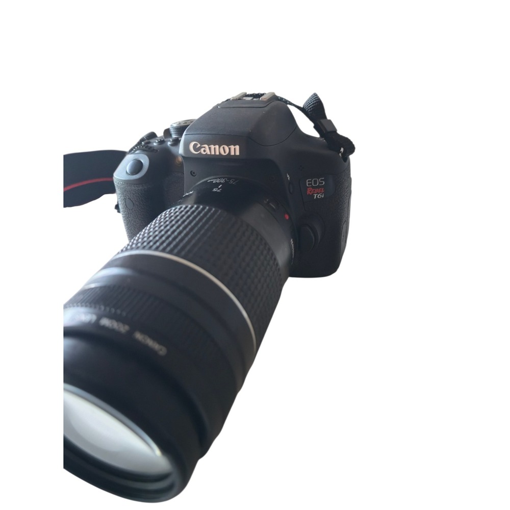 Canon EOS Rebel T6i DSLR Camera with EF 75-300mm f/4-5.6 III Zoom Lens Black